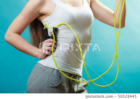 Part body woman with jumping rope 50528445