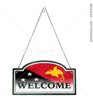 Papua New Guinea welcomes you! Old metal sign 50528586