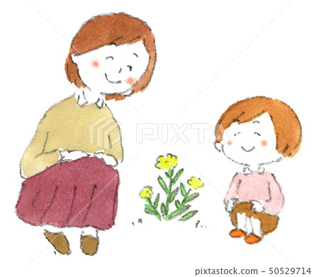 Parents and children looking at mother and child grass Parents and children looking at mother and child grass 50529714