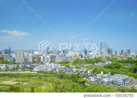Hirose River Sendai city panoramic view fresh green Hirose River Sendai city panoramic view fresh green 50530785