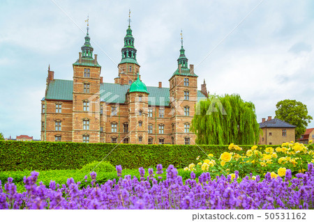 lavender flowerbed in gardens of Rosenborg Castle 50531162