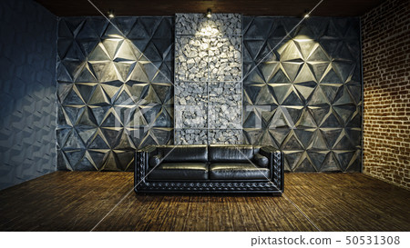 Black sofa, leather sofa, mystical interior, Black sofa, leather sofa, mystical interior, 50531308