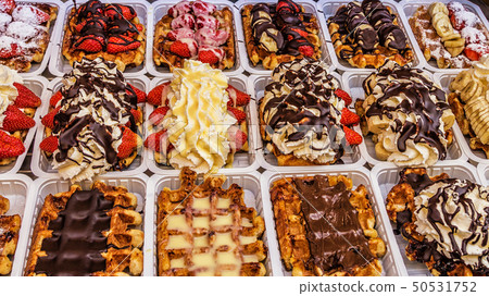 Selection of Belgian Waffles in Brussels 50531752
