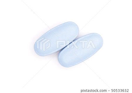 Blue medical pills isolated on white Blue medical pills isolated on white 50533632