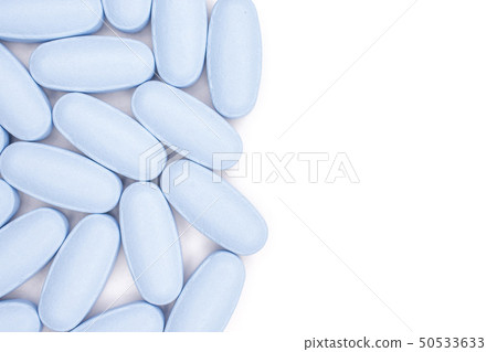 Blue medical pills isolated on white 50533633