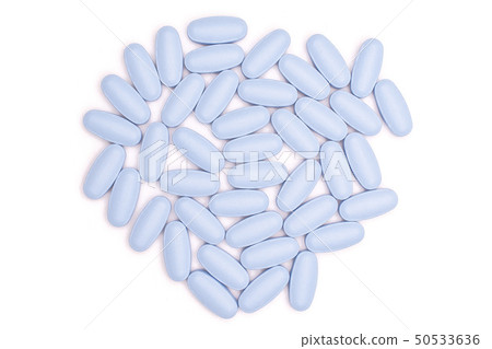 Blue medical pills isolated on white 50533636