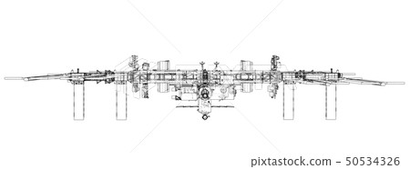 International Space Station Outline. Vector 50534326