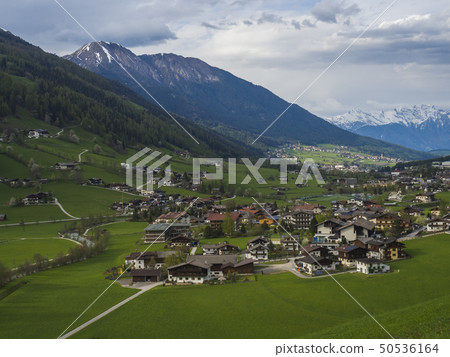 Spring mountain rural landscape. View over Stubaital Stubai Valley near Innsbruck, Austria with 50536164