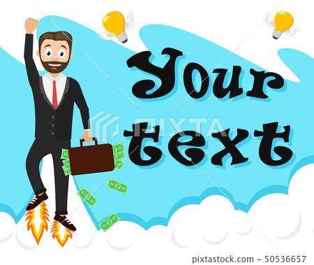 Successful businessman flies in the clouds with a - Stock Illustration ...