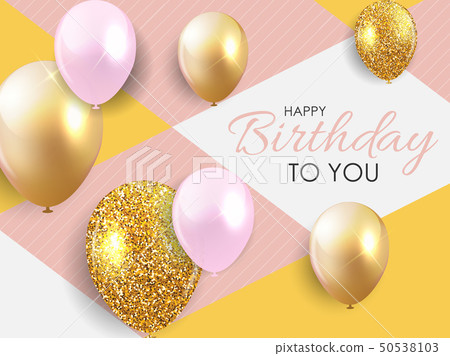Glossy Happy Birthday Balloons Background Vector 50538103