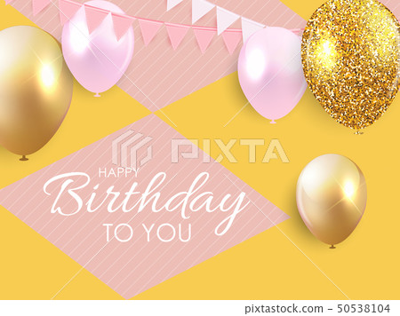 Glossy Happy Birthday Balloons Background Vector 50538104