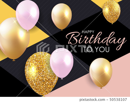 Glossy Happy Birthday Balloons Background Vector 50538107