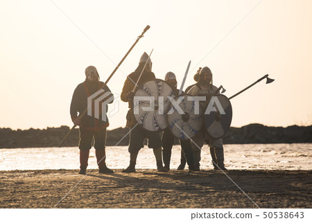 Slavic warriors reeanctors fight Slavic warriors reeanctors fight 50538643