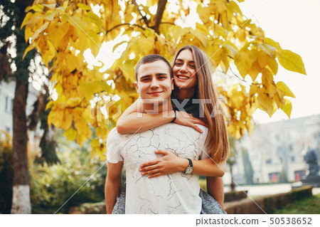 Couple in autumn park 50538652