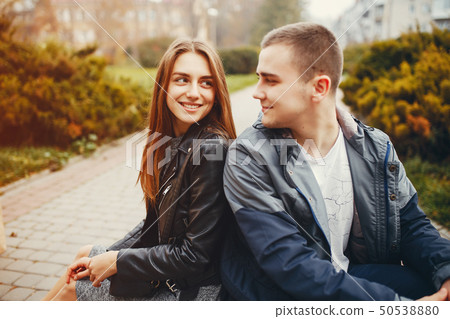 Couple in autumn park 50538880