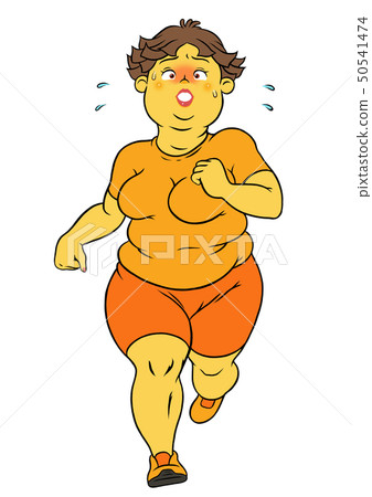 Chubby woman running for a diet 50541474