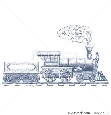 Vintage Steam locomotive vector logo design template. train or transport icon. Vector 50544482