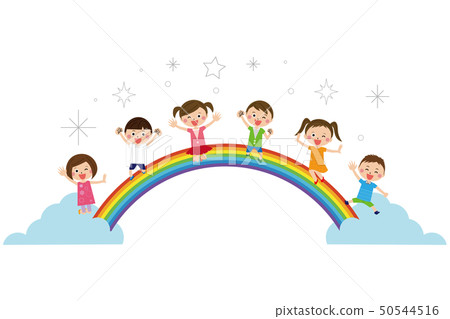 Children jump on the rainbow in good spirits 50544516