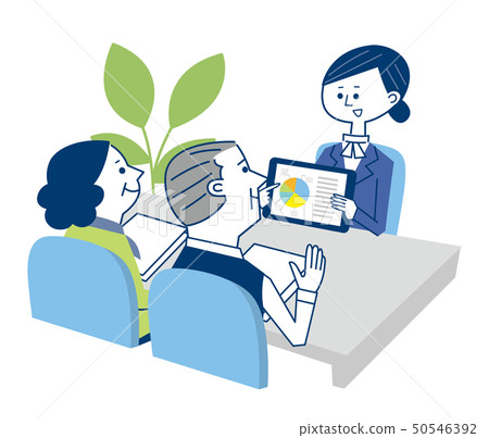 Consultation counter Senior couple 50546392