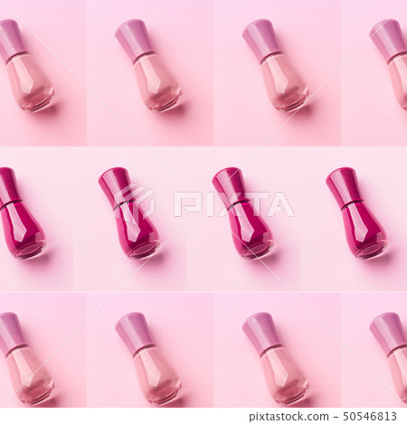 Pink nail polish pattern on monochrome background Pink nail polish pattern on monochrome background 50546813