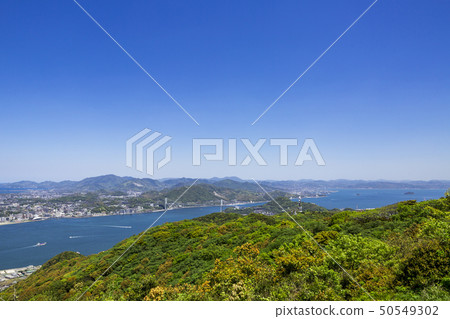 The Kan'u Channel, Kanmon Bridge, and Shimonoseki City Area in May with a View from the Windside 50549302