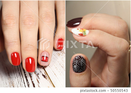 Collage manicure nail design. Manicure design on Collage manicure nail design. Manicure design on 50550543