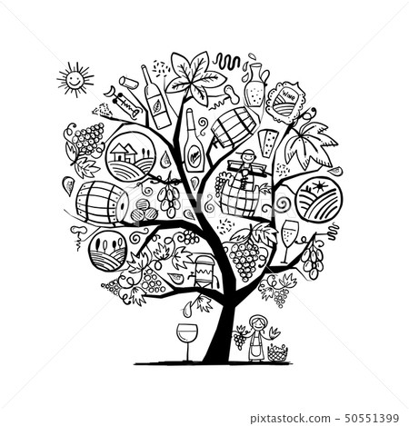 Winery concept, art tree design for coloring Winery concept, art tree design for coloring 50551399