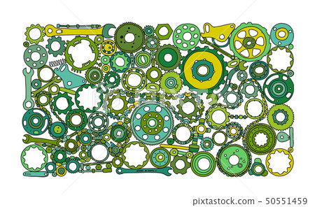 Auto spare parts and gears, background for your design 50551459