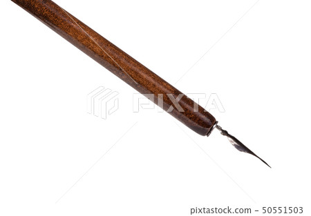 black painted nib in brown dip pen close up black painted nib in brown dip pen close up 50551503