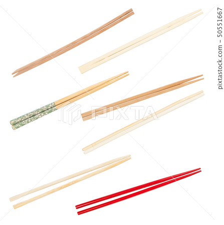 collection from various wooden chopsticks isolated 50551667