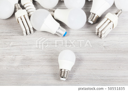 top view of white LED and energy-saving lamps 50551835