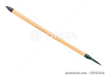 bamboo paint brush with green colored tip isolated 50552016