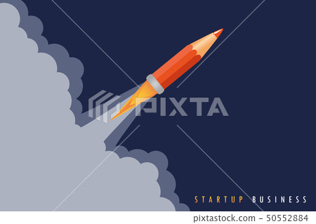 startup business concept with pencil rocket launch 50552884