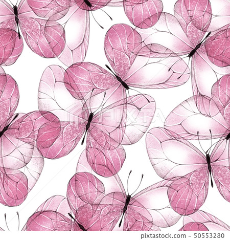 Pattern of butterflies. Seamless background-插圖素材 [50553280] - PIXTA圖庫