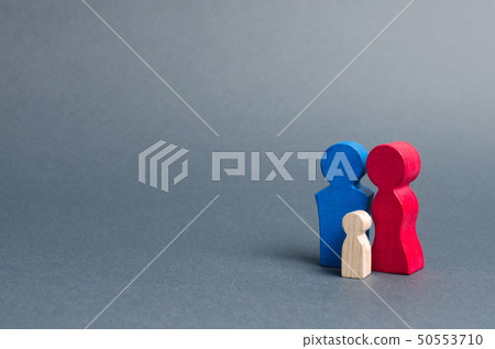 Family figures are standing on a gray background. 50553710
