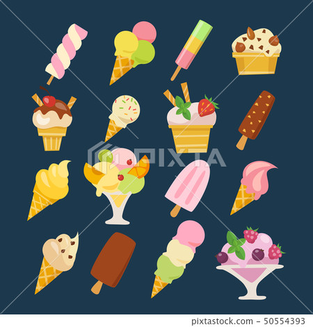 Vector set of Ice Cream and Dessert food icons Vector set of Ice Cream and Dessert food icons 50554393