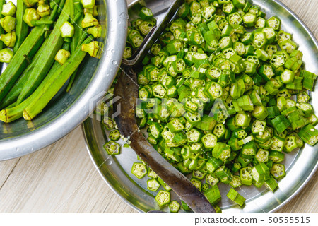 Closeup of cut okras 50555515