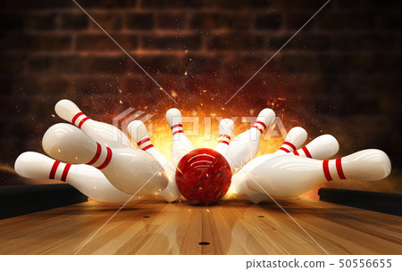 Bowling strike hit with fire explosion Bowling strike hit with fire explosion 50556655