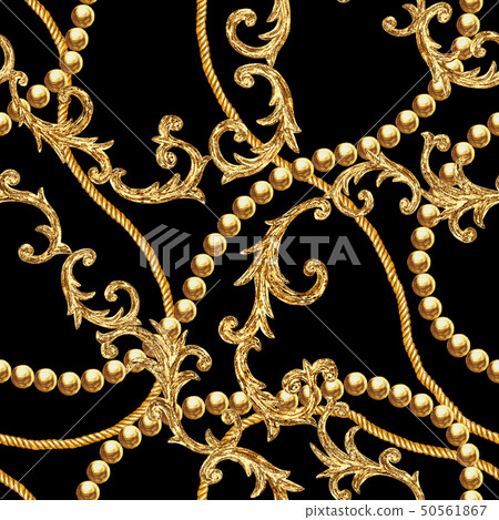 Golden chain glamour baroque style seamless Golden chain glamour baroque style seamless 50561867