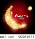 Ramadan kareem greeting template islamic crescent and arabic lantern. Vector illustration 50563623