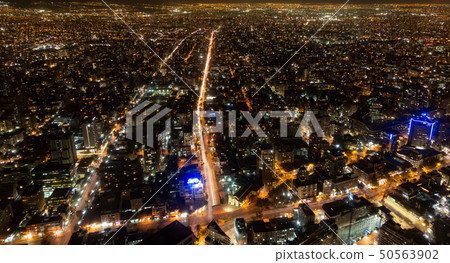 Top view long exposure of vast Santiago de Chile city Top view long exposure of vast Santiago de Chile city 50563902