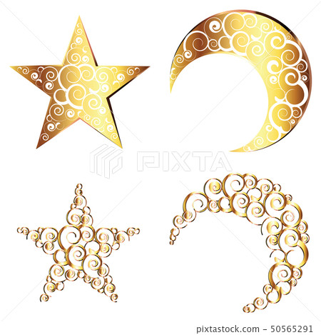 Crescent Moon and Star Symbols Crescent Moon and Star Symbols 50565291