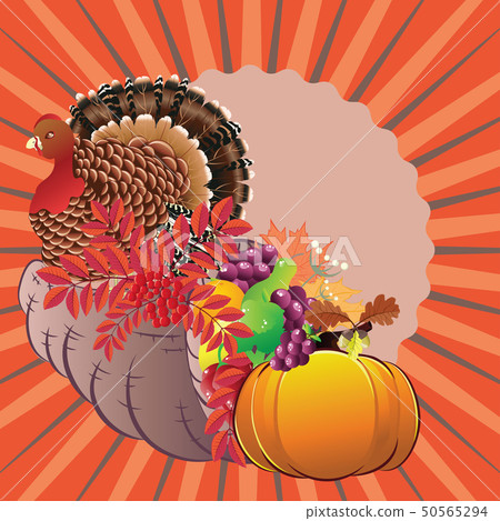Cornucopia with Turkey bird 50565294