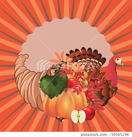 Cornucopia with Turkey bird Cornucopia with Turkey bird 50565296