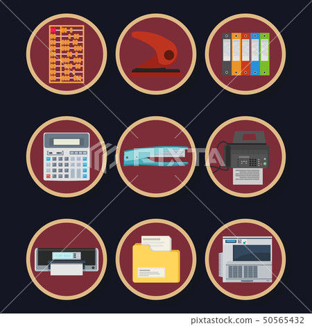 Office flat icons set vector business illustration - Stock Illustration ...