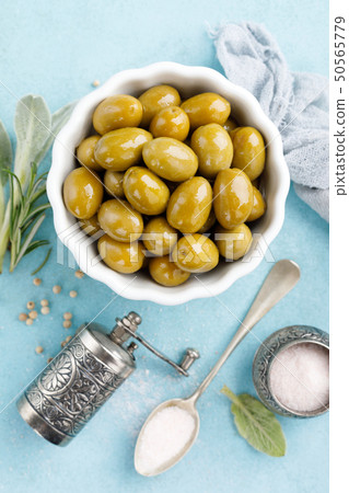 Green olives in a bowl Green olives in a bowl 50565779