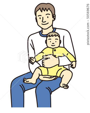 爸爸抱著一個嬰兒 50569676