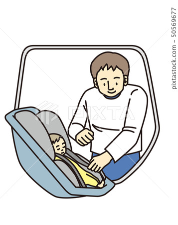 Daddy put on a child seat 50569677