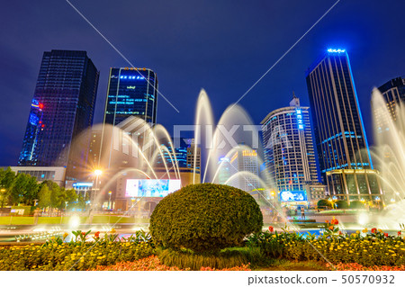 City skyscrapers at night in Tianfu Square 50570932