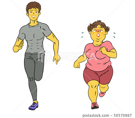 做運行為飲食的輔導員人和胖的婦女 50570987
